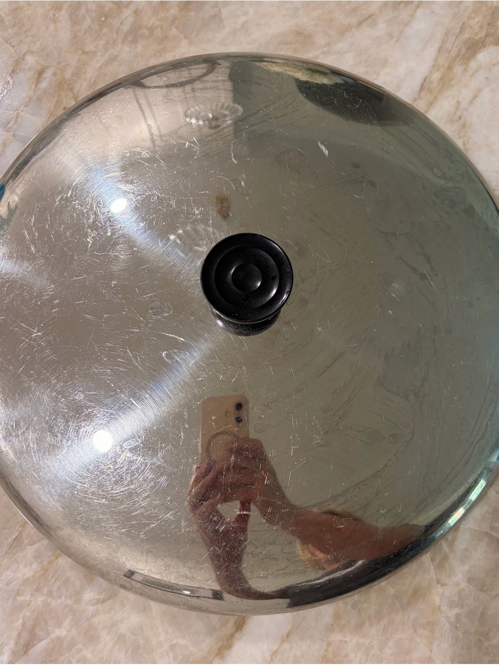 Revere Ware Stainless Steel Pot Lid with Black Knob